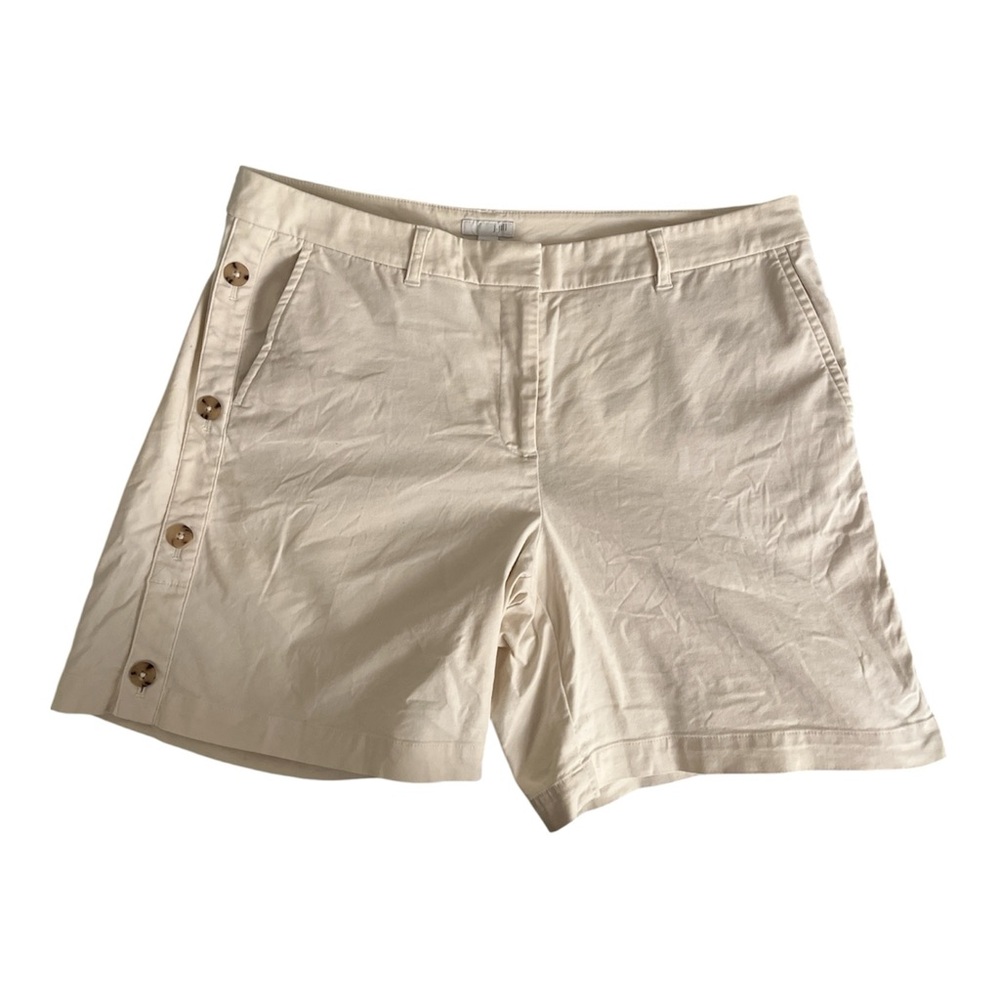 J.Jill Beige Khaki Chino Button-Accent Shorts Size 12